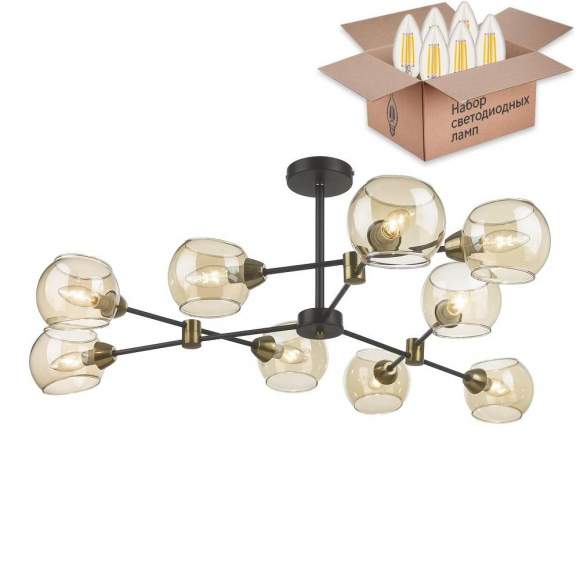 Люстра на штанге с лампочками Velante 249-023-09+Lamps E14 Свеча