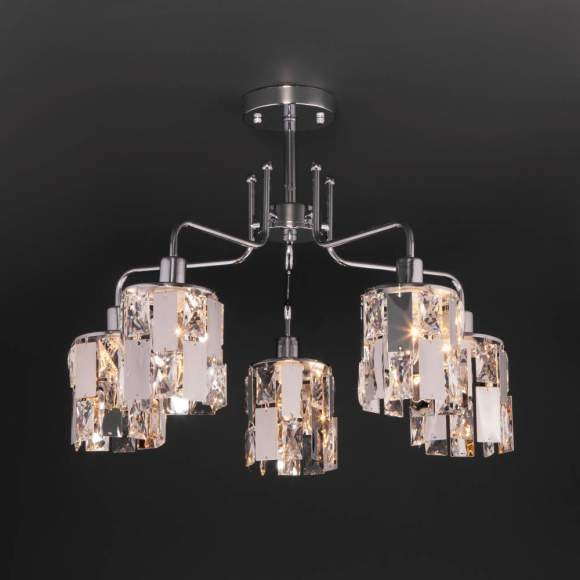 10101/5 хром/прозрачный хрусталь Strotskis Потолочная люстра Eurosvet Scoppio a044067