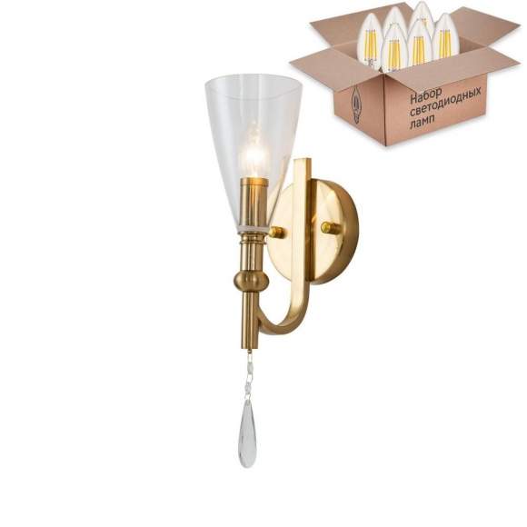 Бра с лампочкой Favourite Lyra 2968-1W+Lamps E14 Свеча Бра с лампочкой Favourite Lyra 2968-1W+Lamps E14 Свеча