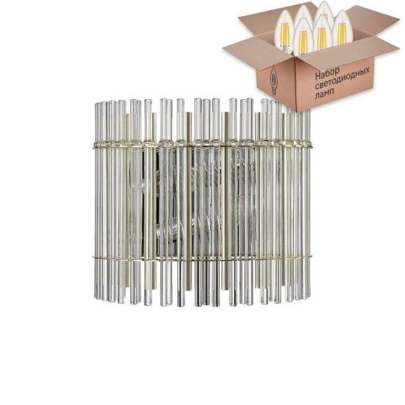 Бра Crystal Lux с лампочками AURELIO AP2 GOLD+CHROME/TRANSPARENT+Lamps E14 Свеча Бра Crystal Lux с лампочками AURELIO AP2 GOLD+CHROME/TRANSPARENT+Lamps E14 Свеча
