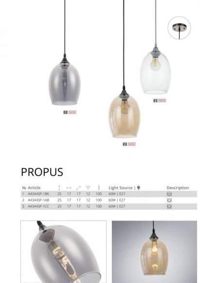 Подвесной светильник  Arte Lamp Propus A4344SP-1BK