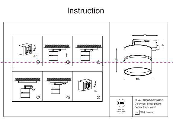 Однофазный LED светильник 12W 4000К для трека Maytoni Track lamps TR007-1-12W4K-B Однофазный LED светильник 12W 4000К для трека Maytoni Track lamps TR007-1-12W4K-B