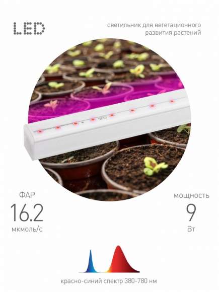 Линейный светильник красно-синего спектра Эра FITO-9W-Т5-N (Б0045231)