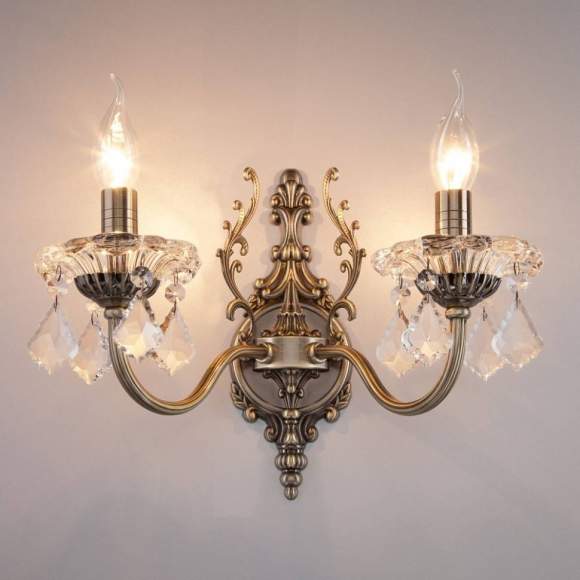 Бра Eurosvet 3281/2 античная бронза/прозрачный хрусталь Strotskis Бра Eurosvet 3281/2 античная бронза/прозрачный хрусталь Strotskis