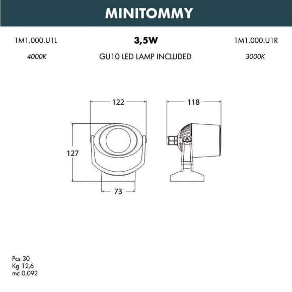 1M1.000.000.AXU1L Уличный настенный светодиодный светильник Fumagalli Minitommy
