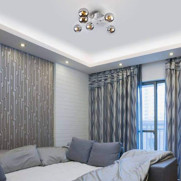 30140/6 хром Люстра потолочная с круглыми стеклянными плафонами Eurosvet Evita