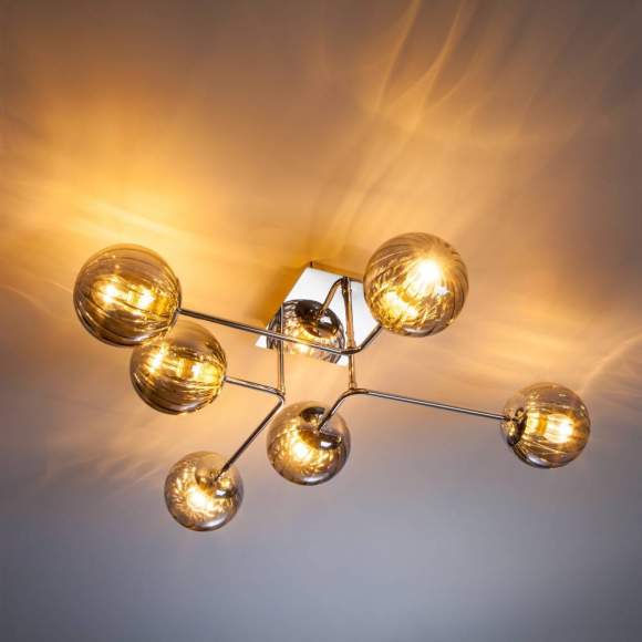 30140/6 хром Люстра потолочная с круглыми стеклянными плафонами Eurosvet Evita