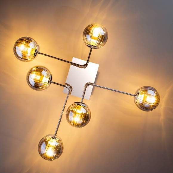 30140/6 хром Люстра потолочная с круглыми стеклянными плафонами Eurosvet Evita