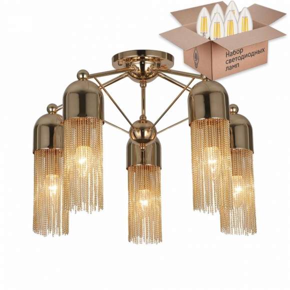 Потолочная люстра с лампочками Favourite Zaria 2739-5P+Lamps E14 Свеча