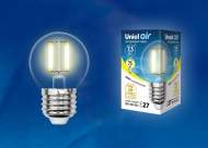 Филаментная светодиодная лампа E27 7,5W 3000K (теплый) Air Uniel LED-G45-7.5W-WW-E27-CL GLA01TR (UL-00003252)