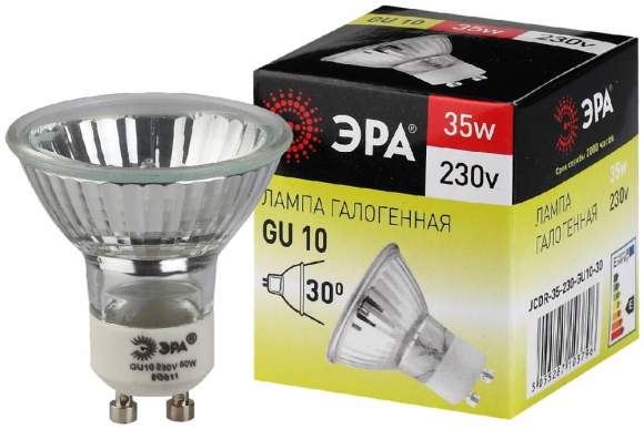 Галогенная лампа GU10 35W 3000К (теплый) Эра GU10-JCDR (MR16) -35W-230V (C0027385)
