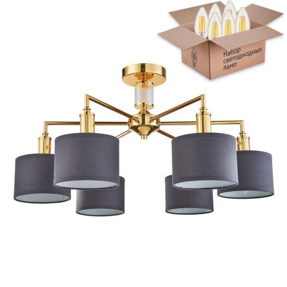Потолочная люстра с лампочками Favourite Laciness 2612-6P+Lamps E14 Свеча Потолочная люстра с лампочками Favourite Laciness 2612-6P+Lamps E14 Свеча