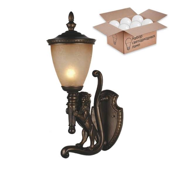 Уличный настенный светильник  с лампочкой Favourite Guards 1337-1WL+Lamps А60