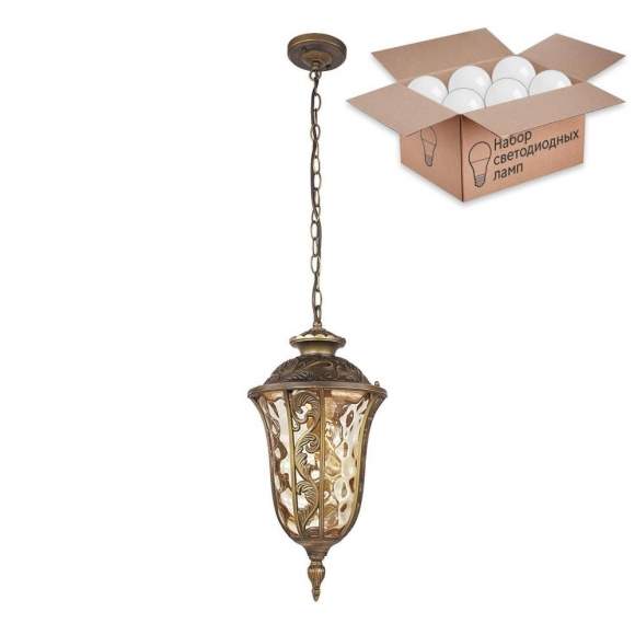 Уличный подвесной светильник с лампочкой  Favourite Luxus 1495-1P+Lamps А60