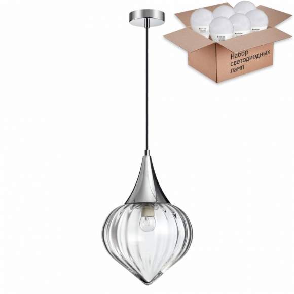 Подвесной светильник с лампочкой Odeon Light Kesta 4949/1+Lamps E27 P45