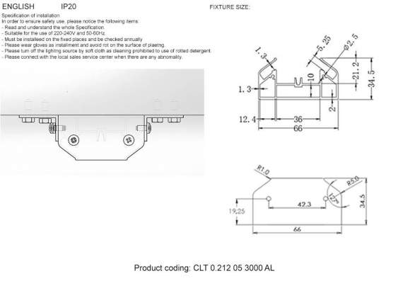 Профиль-адаптер для монтажа в натяжной потолок для однофазного шинопровода Crystal Lux CLT 0.212 05 3000 AL Профиль-адаптер для монтажа в натяжной потолок для однофазного шинопровода Crystal Lux CLT 0.212 05 3000 AL