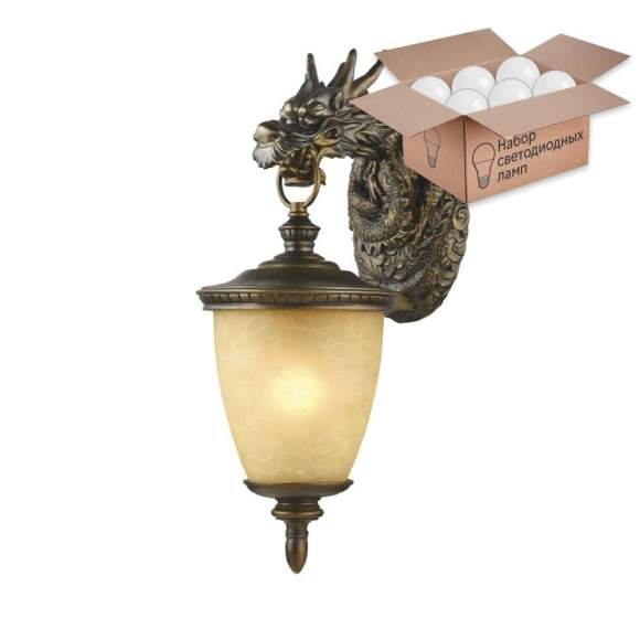 Уличный настенный светильник с лампочкой Favourite Dragon 1716-1W+Lamps А60 Уличный настенный светильник с лампочкой Favourite Dragon 1716-1W+Lamps А60