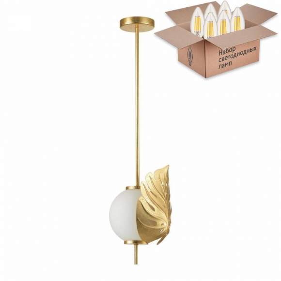 Подвесной светильник Odeon Light Jungle с лампочкой 4864/1+Lamps E14 Свеча Подвесной светильник Odeon Light Jungle с лампочкой 4864/1+Lamps E14 Свеча