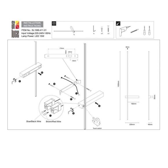 Настенный светодиодный светильник, сенсорный диммер ST Luce Astente SL1589.411.01 Настенный светодиодный светильник, сенсорный диммер ST Luce Astente SL1589.411.01