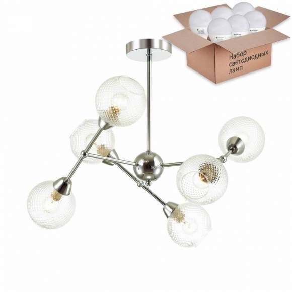 Люстра на штанге Lumion Everly с лампочками 4438/6C+Lamps E14 P45 Люстра на штанге Lumion Everly с лампочками 4438/6C+Lamps E14 P45