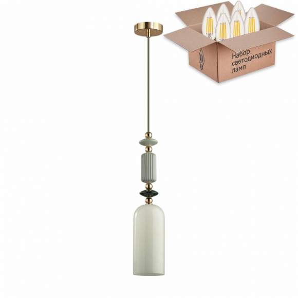 Подвесной светильник с лампочкой Odeon Light Candy 4861/1D+Lamps E14 Свеча Подвесной светильник с лампочкой Odeon Light Candy 4861/1D+Lamps E14 Свеча