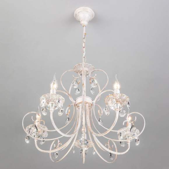 3305/5 Люстра Eurosvet белый с золотом/прозрачный хрусталь Strotskis 3305/5 Люстра Eurosvet белый с золотом/прозрачный хрусталь Strotskis