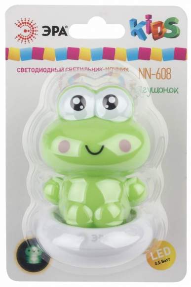 Ночник светодиодный с выключателем Лягушка ЭРА NN-608-SW-GR Б0019100