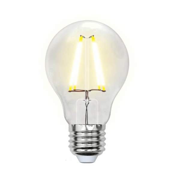 Лампа светодиодная E27 8W 4000K (Белый свет) Форма A прозрачная Uniel Sky LED-A60-8W/NW/E27/CL PLS02WH картон (UL-00001372)