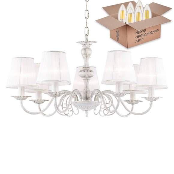 Подвесная люстра с лампочками Favourite Malta 1730-7P+Lamps E14 Свеча