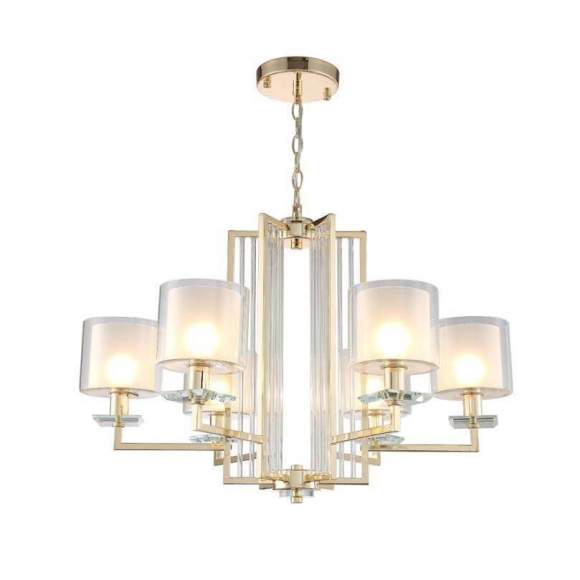 Подвесная люстра Crystal Lux с поддержкой Алиса NICOLAS SP-PL6 GOLD/WHITE-А