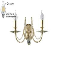 Бра Crystal Lux с лампочками VICTORIA AP2 GOLD/AMBER+Lamps E14 Свеча