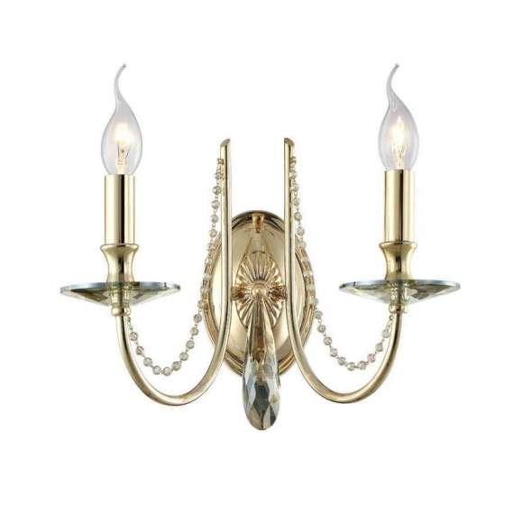 Бра Crystal Lux с лампочками VICTORIA AP2 GOLD/AMBER+Lamps E14 Свеча
