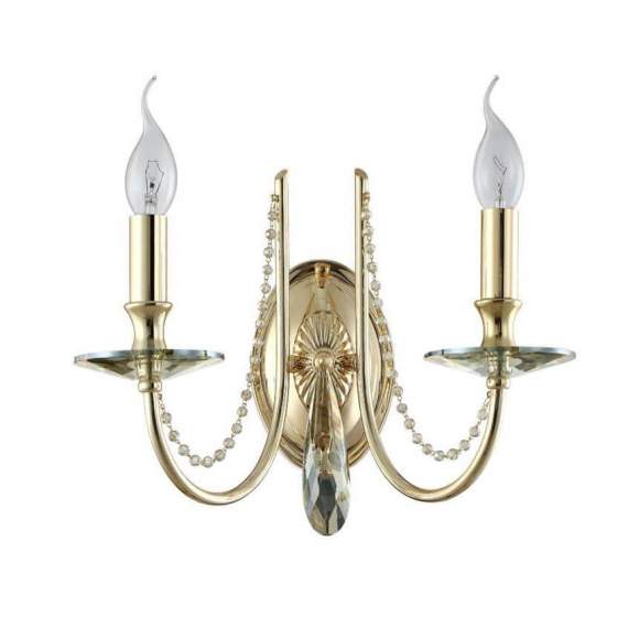 Бра Crystal Lux с лампочками VICTORIA AP2 GOLD/AMBER+Lamps E14 Свеча