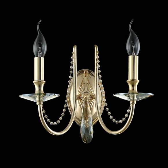 Бра Crystal Lux с лампочками VICTORIA AP2 GOLD/AMBER+Lamps E14 Свеча