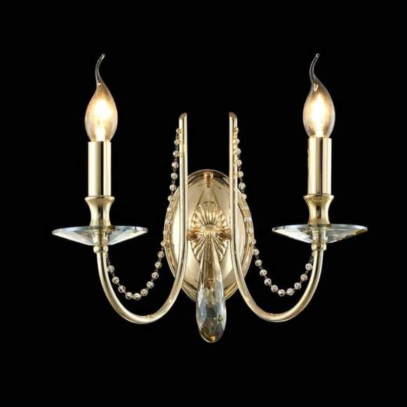 Бра Crystal Lux с лампочками VICTORIA AP2 GOLD/AMBER+Lamps E14 Свеча