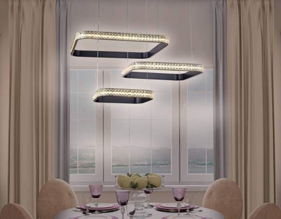 Подвесная диммируемая люстра с пультом ДУ Ambrella light FA6166 BK