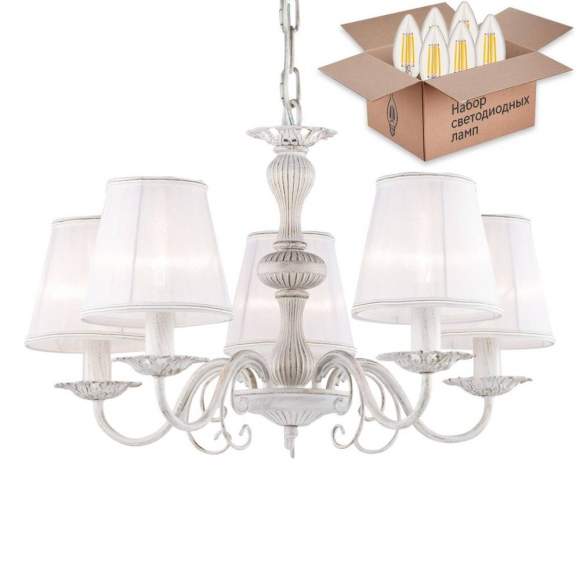 Подвесная люстра с лампочками Favourite Malta 1730-5P+Lamps E14 Свеча