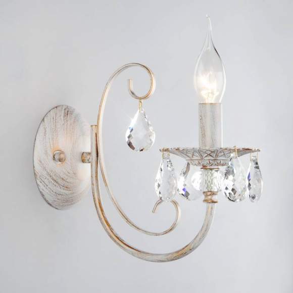 3305/1 Настенное бра Eurosvet белый с золотом/прозрачный хрусталь Strotskis