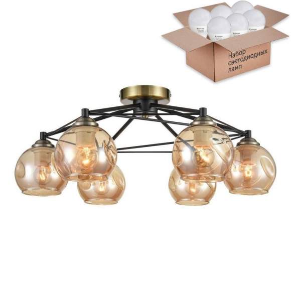 Потолочная люстра с лампочками Velante 769-527-06+Lamps E27 P45 Потолочная люстра с лампочками Velante 769-527-06+Lamps E27 P45