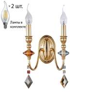Бра Crystal Lux с лампочками MERCEDES AP2 GOLD/COLOR+Lamps E14 Свеча