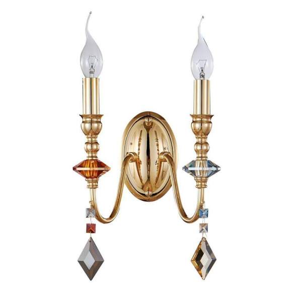 Бра Crystal Lux с лампочками MERCEDES AP2 GOLD/COLOR+Lamps E14 Свеча