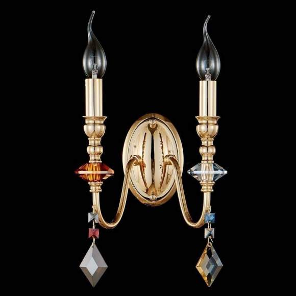 Бра Crystal Lux с лампочками MERCEDES AP2 GOLD/COLOR+Lamps E14 Свеча