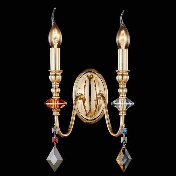 Бра Crystal Lux с лампочками MERCEDES AP2 GOLD/COLOR+Lamps E14 Свеча
