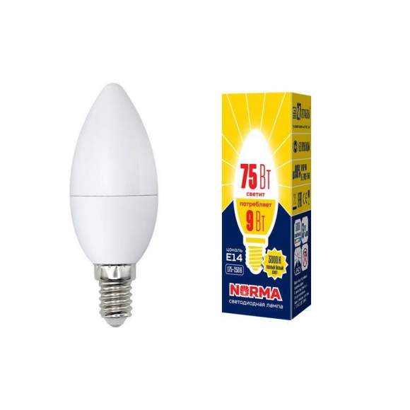 Лампа светодиодная (UL-00003804) E14 9W 3000K матовая LED-C37-9W/WW/E14/FR/NR Лампа светодиодная (UL-00003804) E14 9W 3000K матовая LED-C37-9W/WW/E14/FR/NR