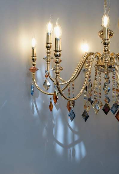 MERCEDES SP6+6 GOLD/COLOR Люстра подвесная Crystal Lux MERCEDES