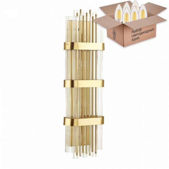 Настенный светильник с лампочкой Odeon Light Empire 4853/4W+Lamps E14 Свеча Настенный светильник с лампочкой Odeon Light Empire 4853/4W+Lamps E14 Свеча