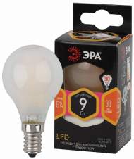 Филаментная светодиодная лампа E14 9W 2700К (теплый) Эра F-LED P45-9w-827-E14 frost (Б0047021)