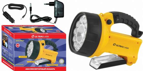 Ручной светодиодный прожекторный фонарь на аккумуляторе. 3 режима работы. Дальность 25м. Ultraflash UF3753LED 8311