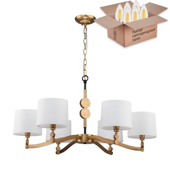 Подвесная люстра с лампочками Favourite Roshe 2624-6P+Lamps E14 Свеча Подвесная люстра с лампочками Favourite Roshe 2624-6P+Lamps E14 Свеча