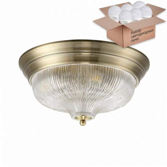 Потолочный светильник Crystal Lux  с лампочками Lluvia PL4 Bronze D370+Lamps E14 P45